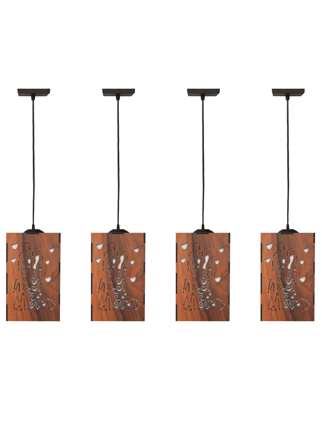 

Gojeeva Brown 4 Pieces Rectangle Textured Wooden Contemporary Ceiling Lamps