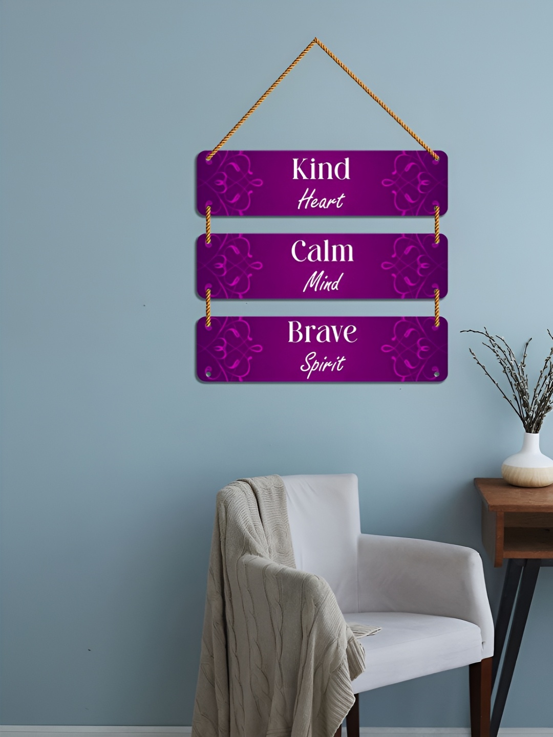 

WallDaddy Purple & White Printed Motivational Decoration Wooden Wall Hanging