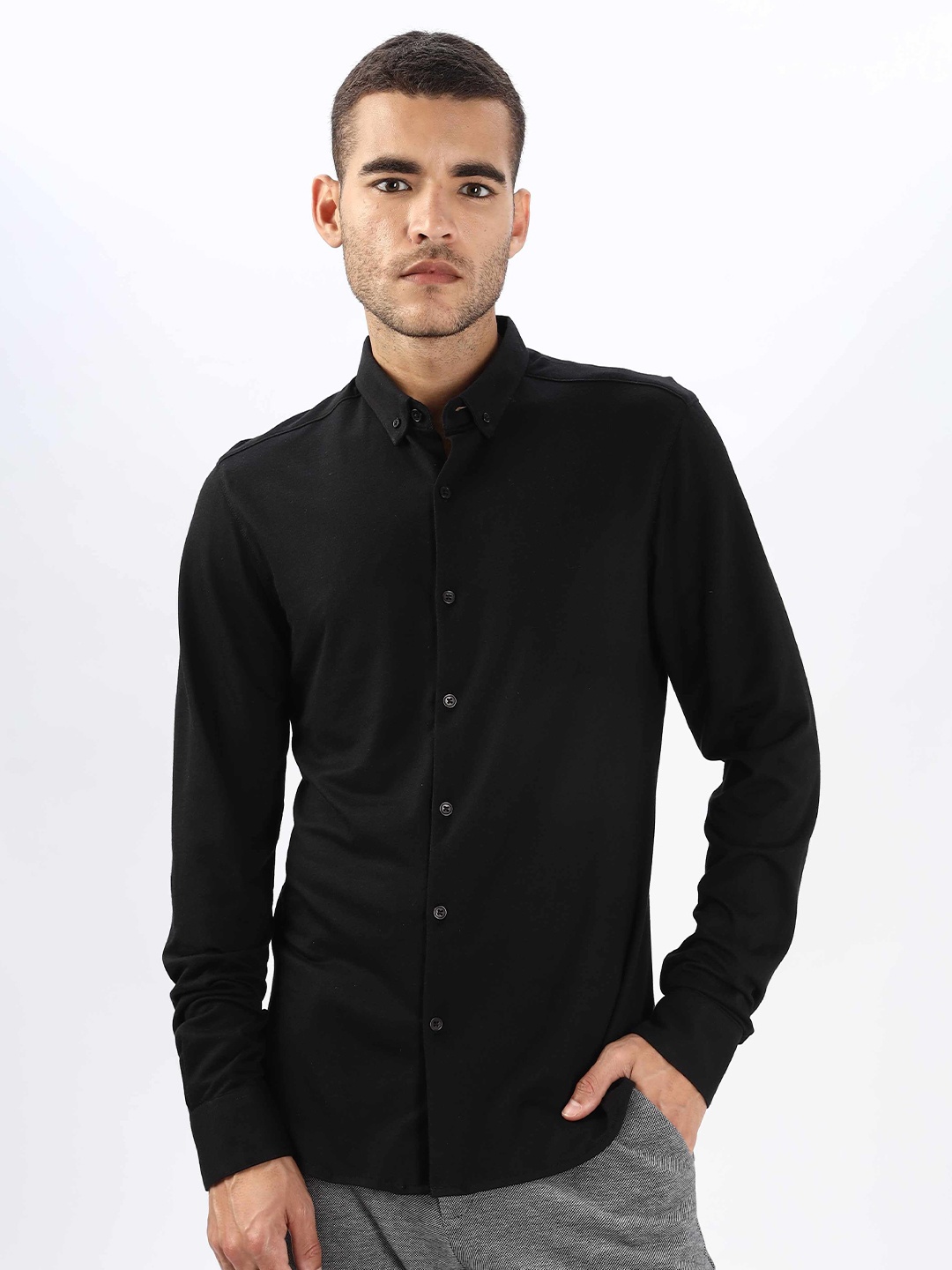

BLUE TYGA Men Comfort Opaque Casual Shirt, Black
