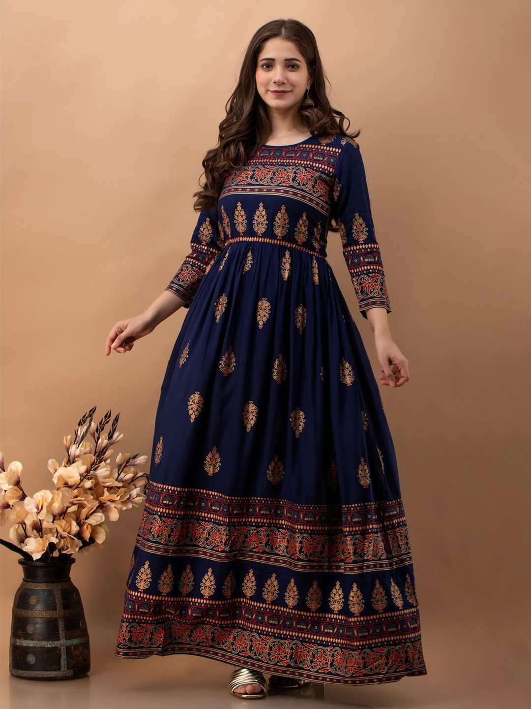

Metronaut Print Fit & Flare Maxi Dress, Blue