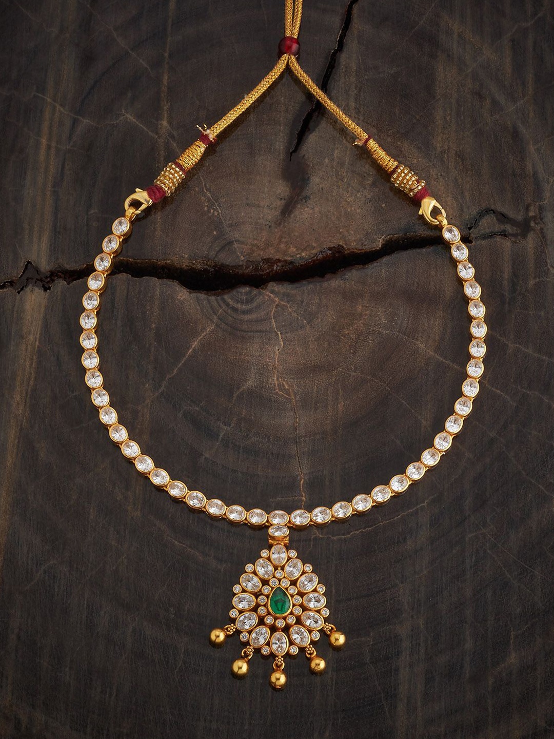 

Kushal's Fashion Jewellery 92.5 Sterling Silver Gold-Plated Temple Necklace
