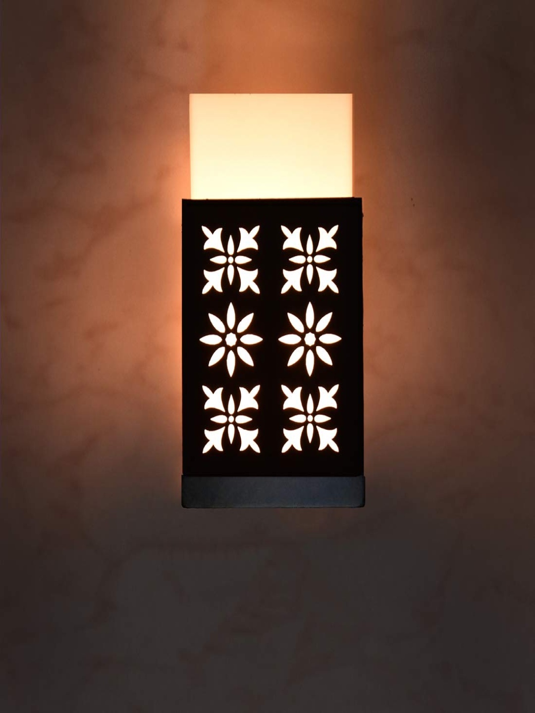 

Gojeeva Black Wood Square Shaped Textured Contemporary Wall Lamp