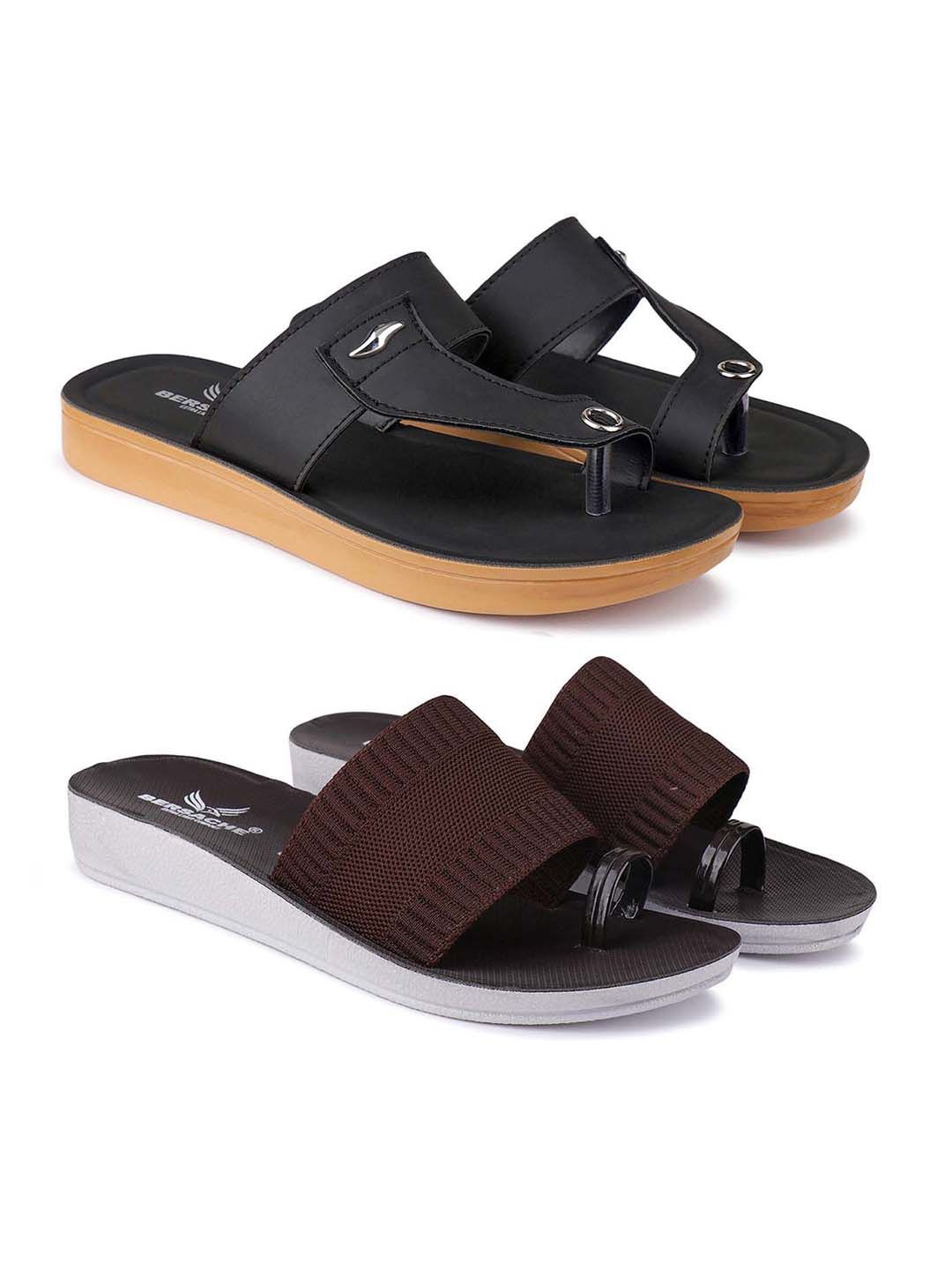 

BERSACHE Women Open Toe Flats, Black