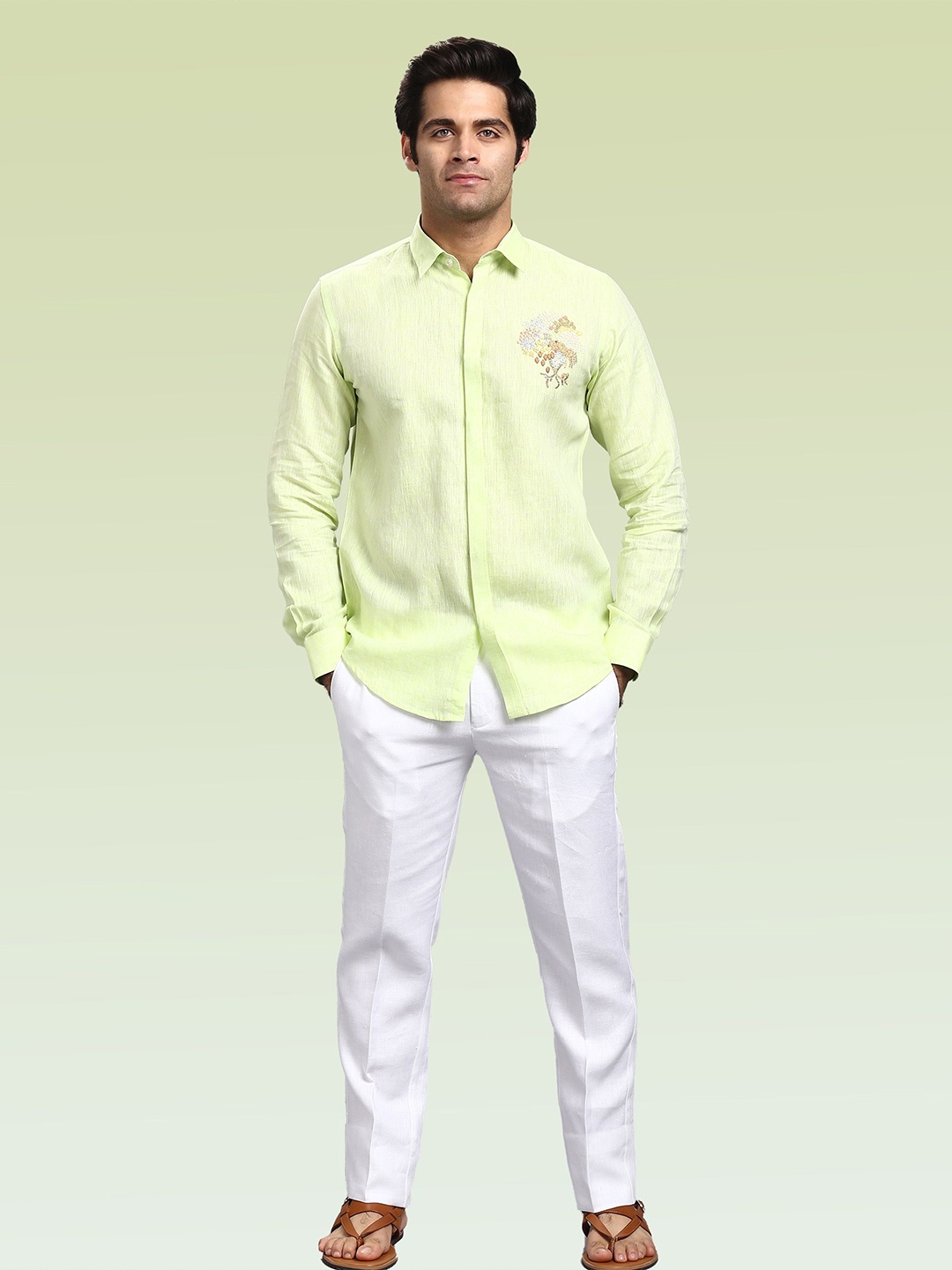 

ASUKA Men Opaque Casual Shirt, Green