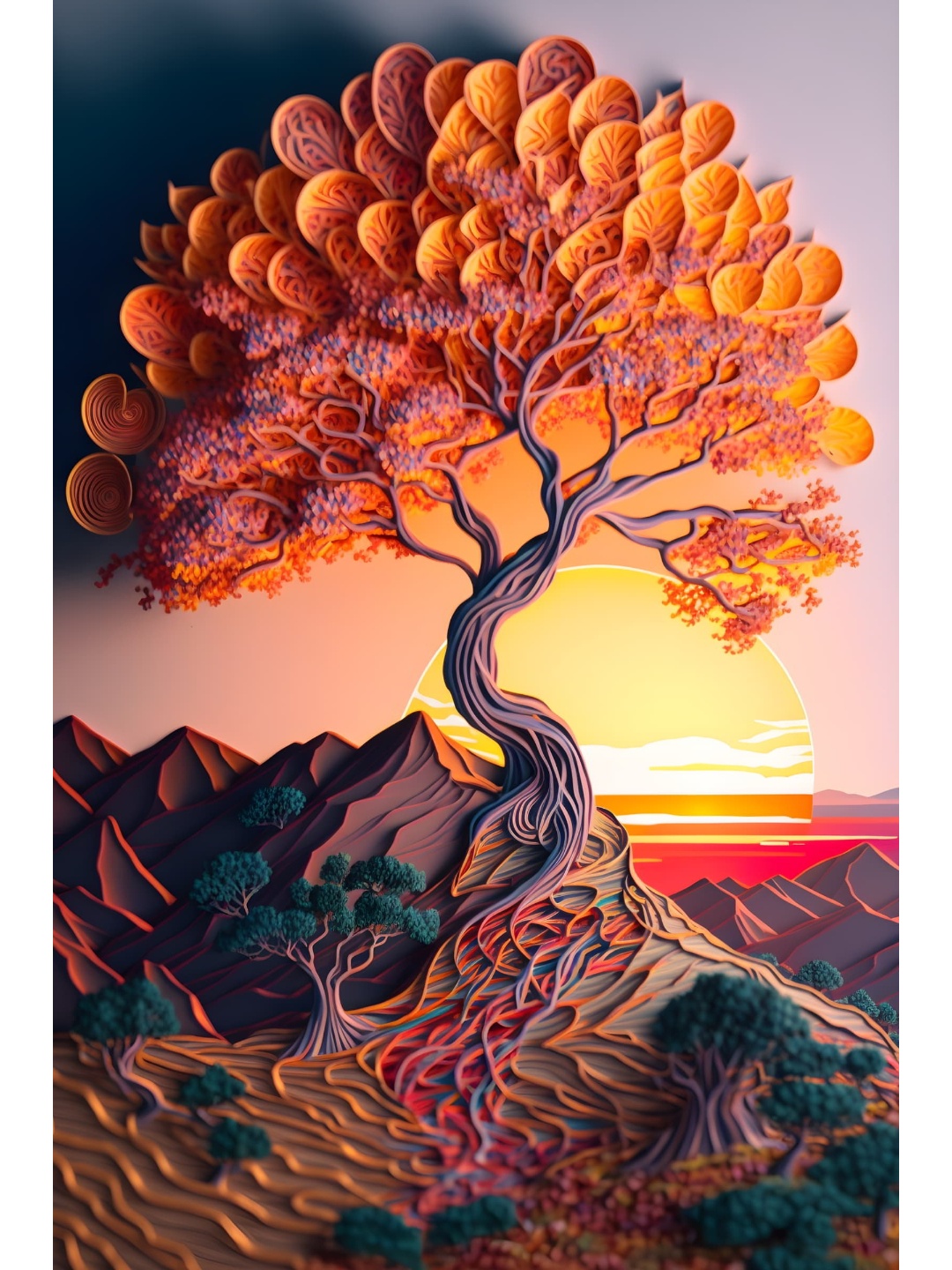 

CVANU Orange & Grey Floral Canvas Painting Wall Art