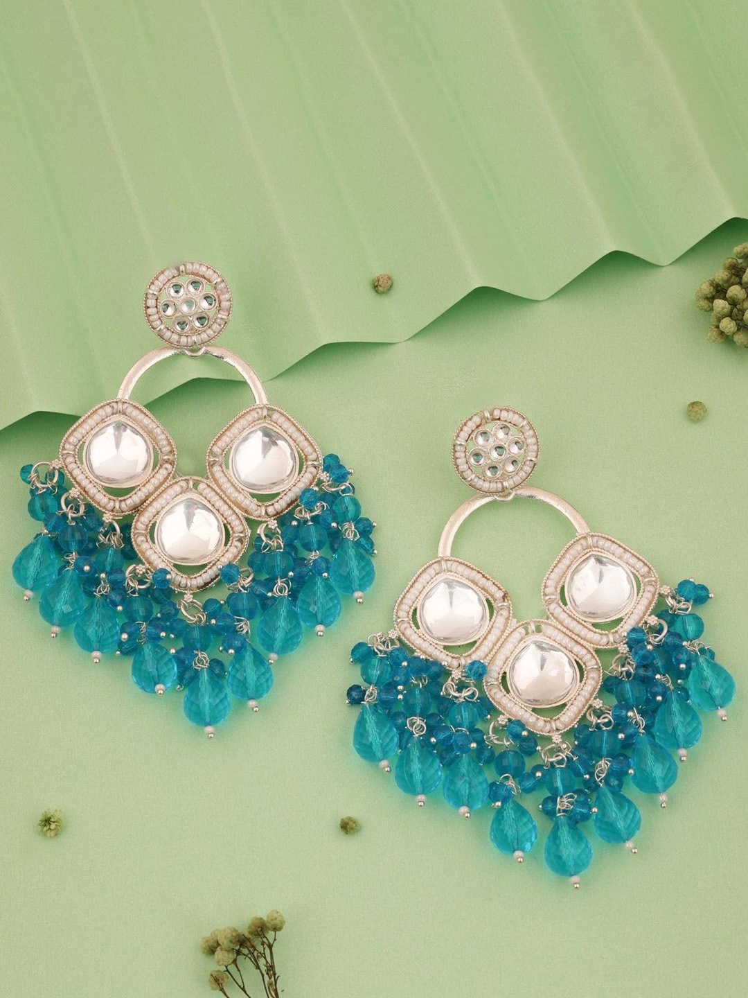 

Anouk Silver-Plated Artificial Beads Contemporary Jhumkas