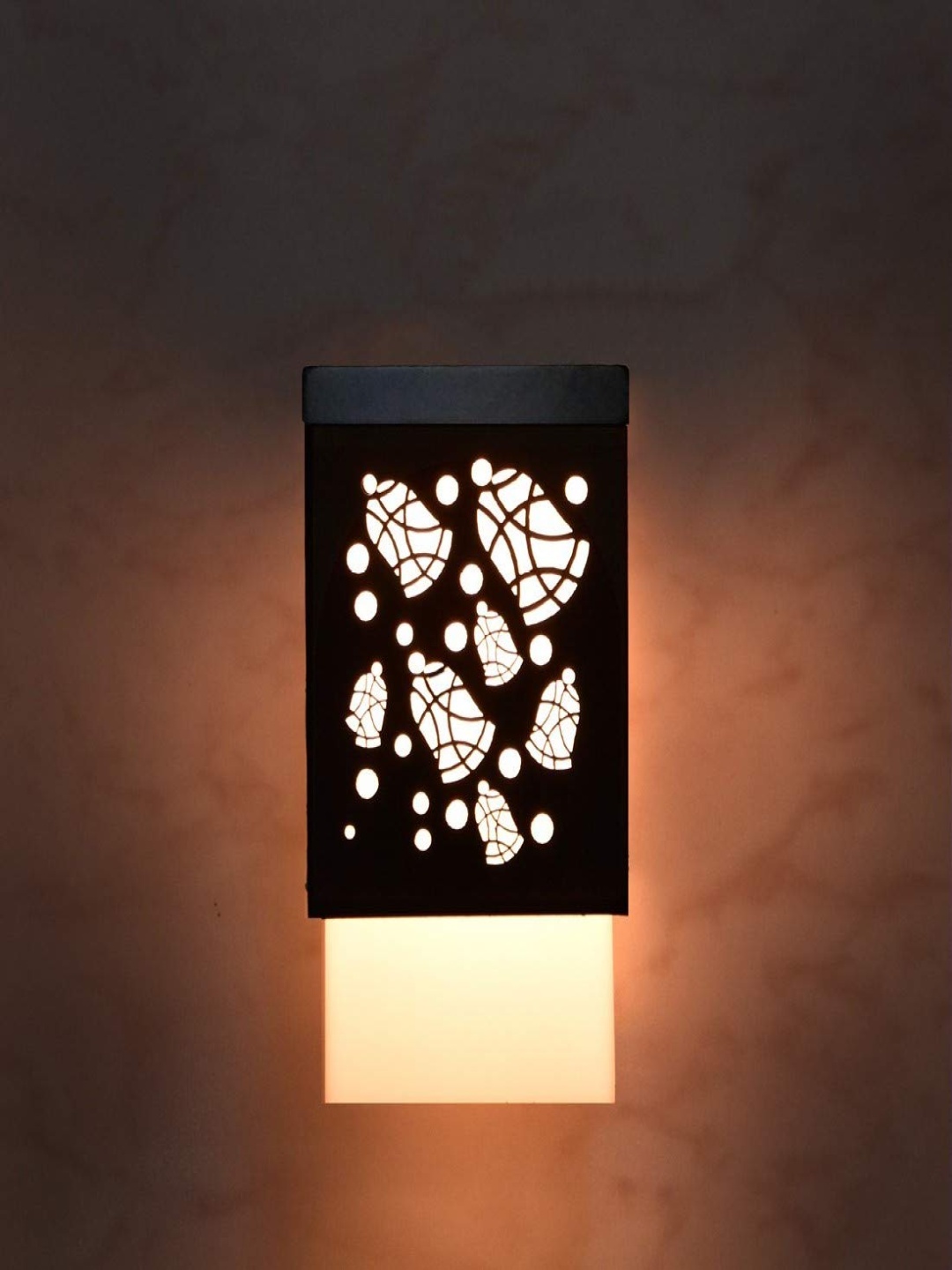 

Gojeeva Black & White Textured Square Shaped Wooden Hanging Wall Lamp