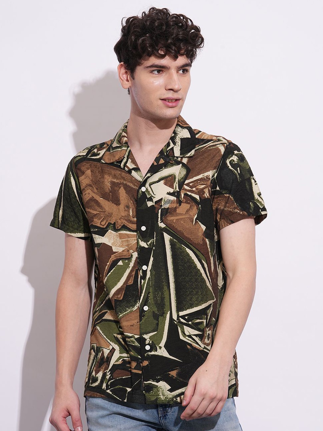 

Being Human Men Classic Opaque Printed Casual Shirt, Brown
