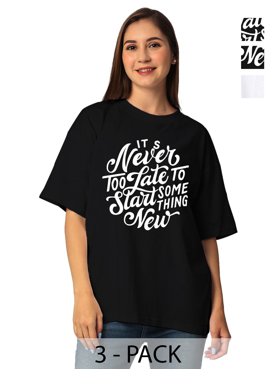 

STATUS MANTRA Women 3 Printed Applique T-shirt, Multi