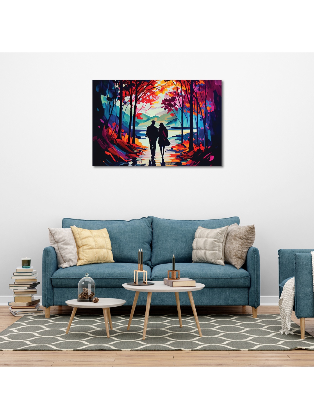 

CVANU Blue & Orange Canvas Painting Wall Art