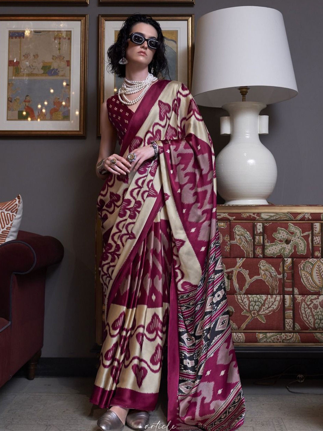 

Anouk Pure Crepe Saree, Burgundy