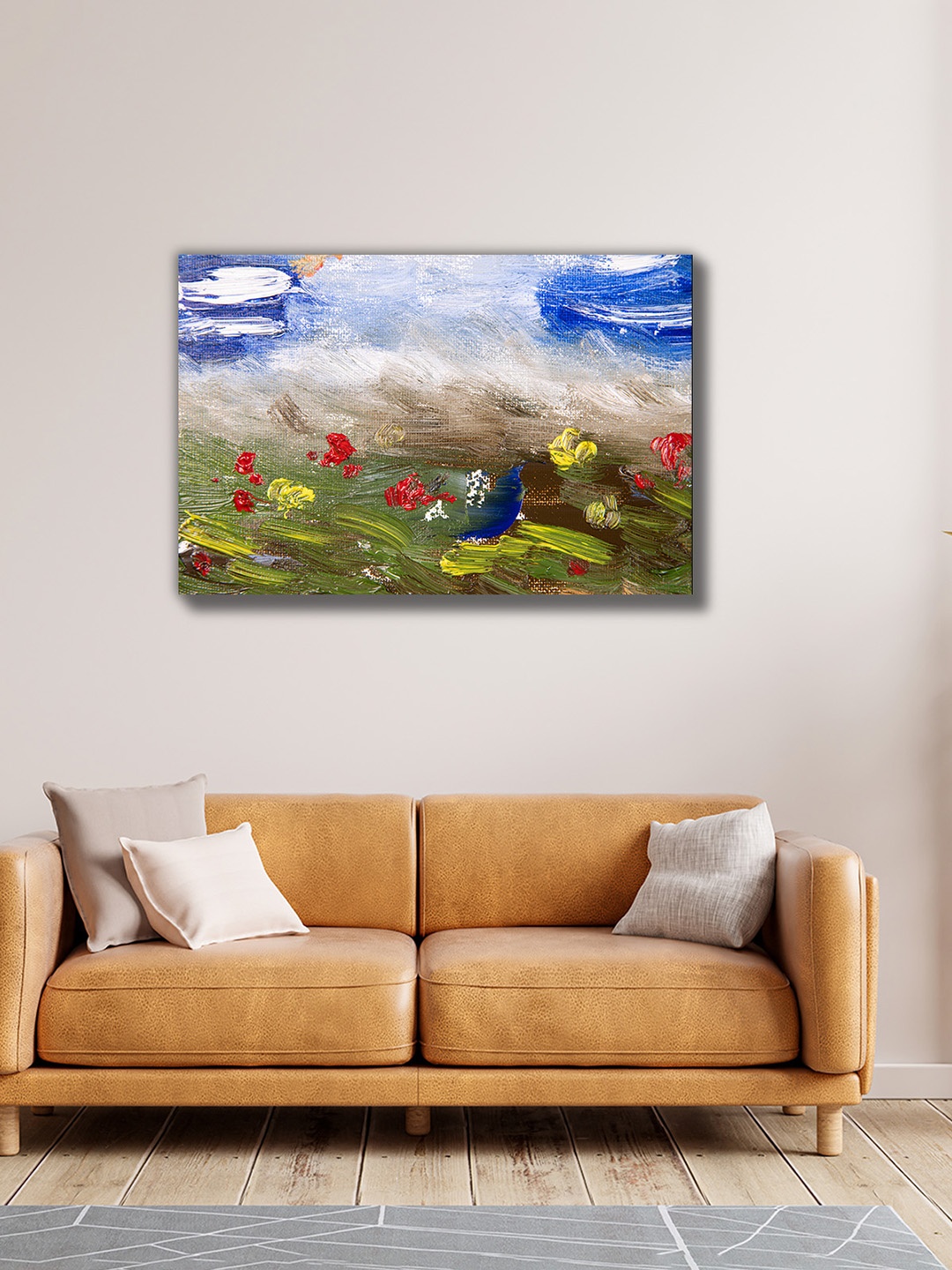

CVANU Green & Blue Canvas Abstract Painting Wall Art