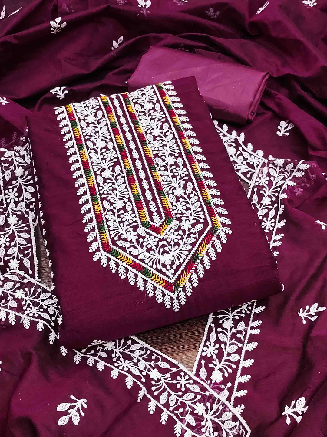 

Blissta Embroidered Unstitched Dress Material, Purple