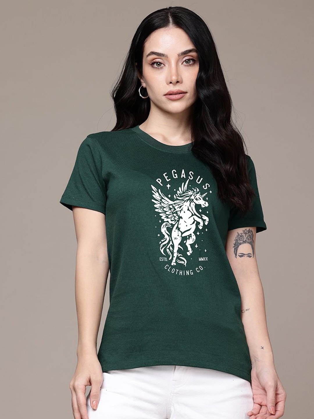 

Moda Rapido Women Printed T-shirt, Green