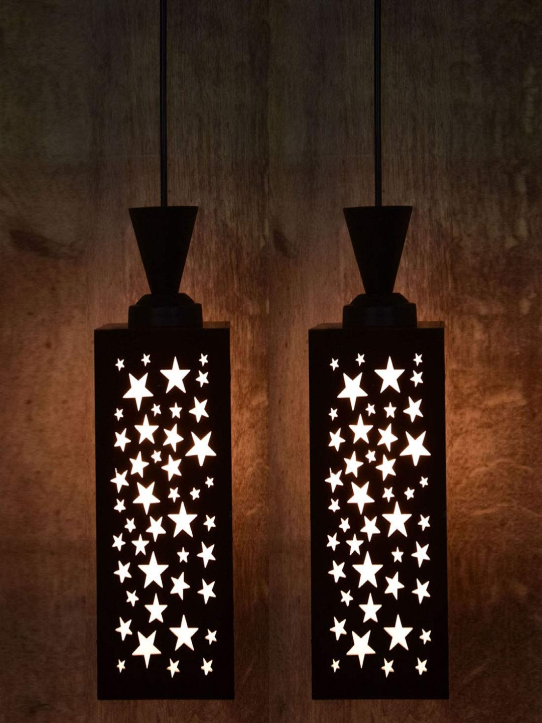 

Gojeeva Black & White 2 Pieces Textured Wooden Contemporary Ceiling Lamp