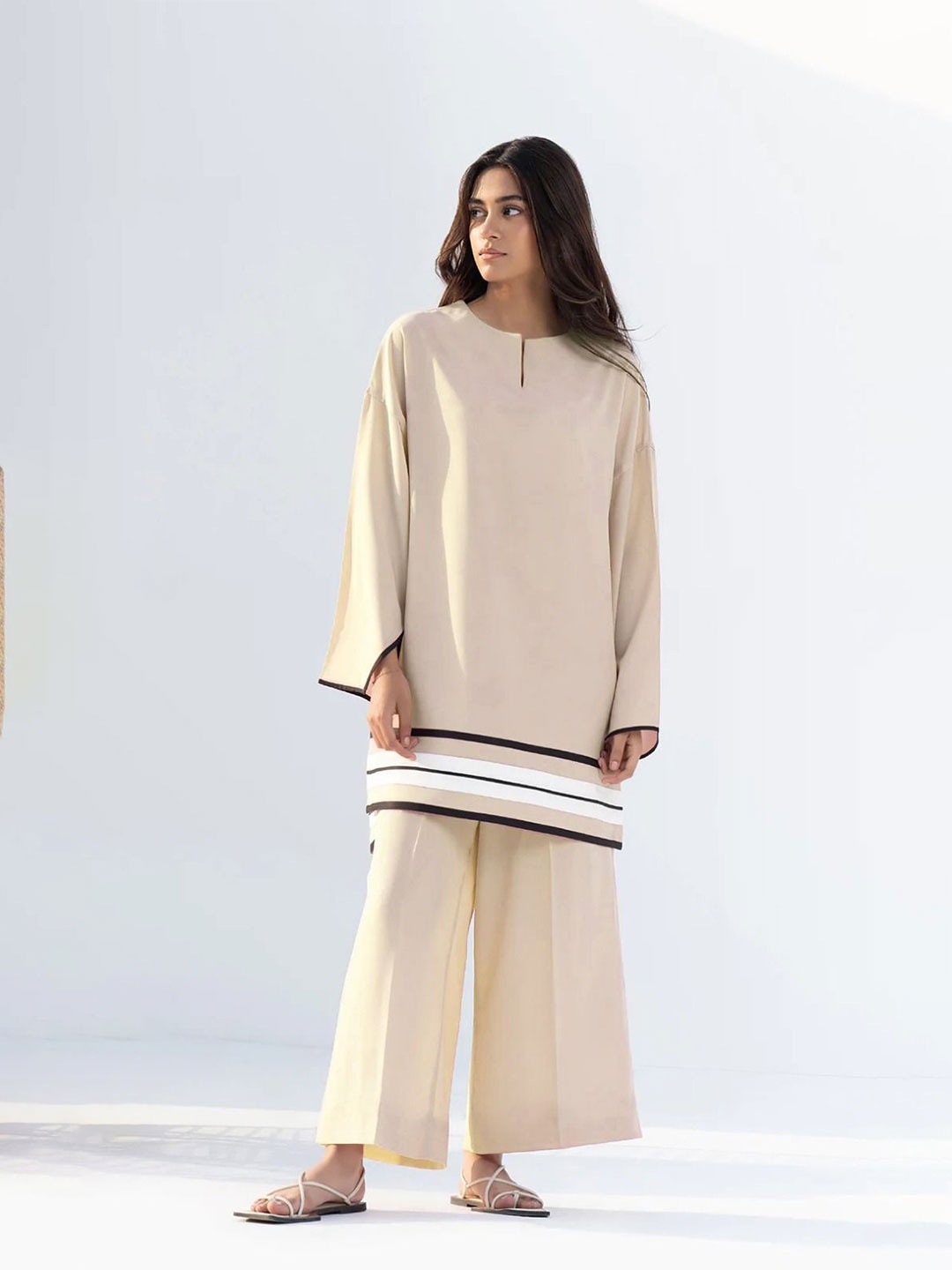 

URBAN KANYA Georgette A-Line Dress, Beige