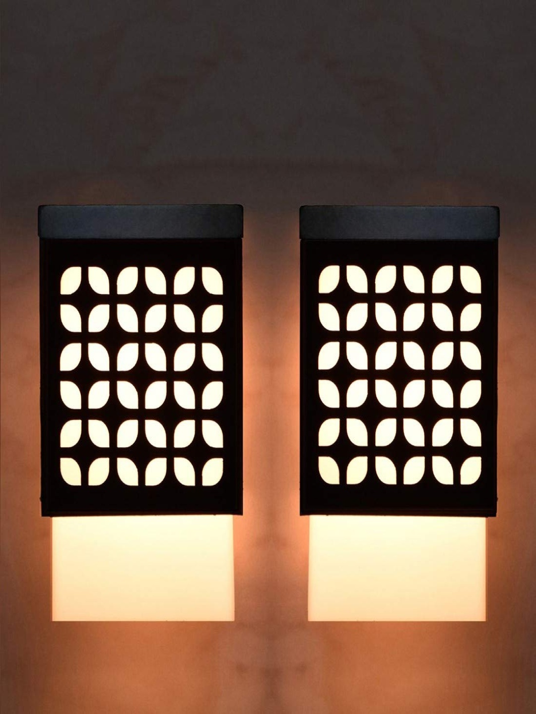 

Gojeeva Black and White 2 Pieces Textured Wooden Contemporary Square Shaped Wall Lamps