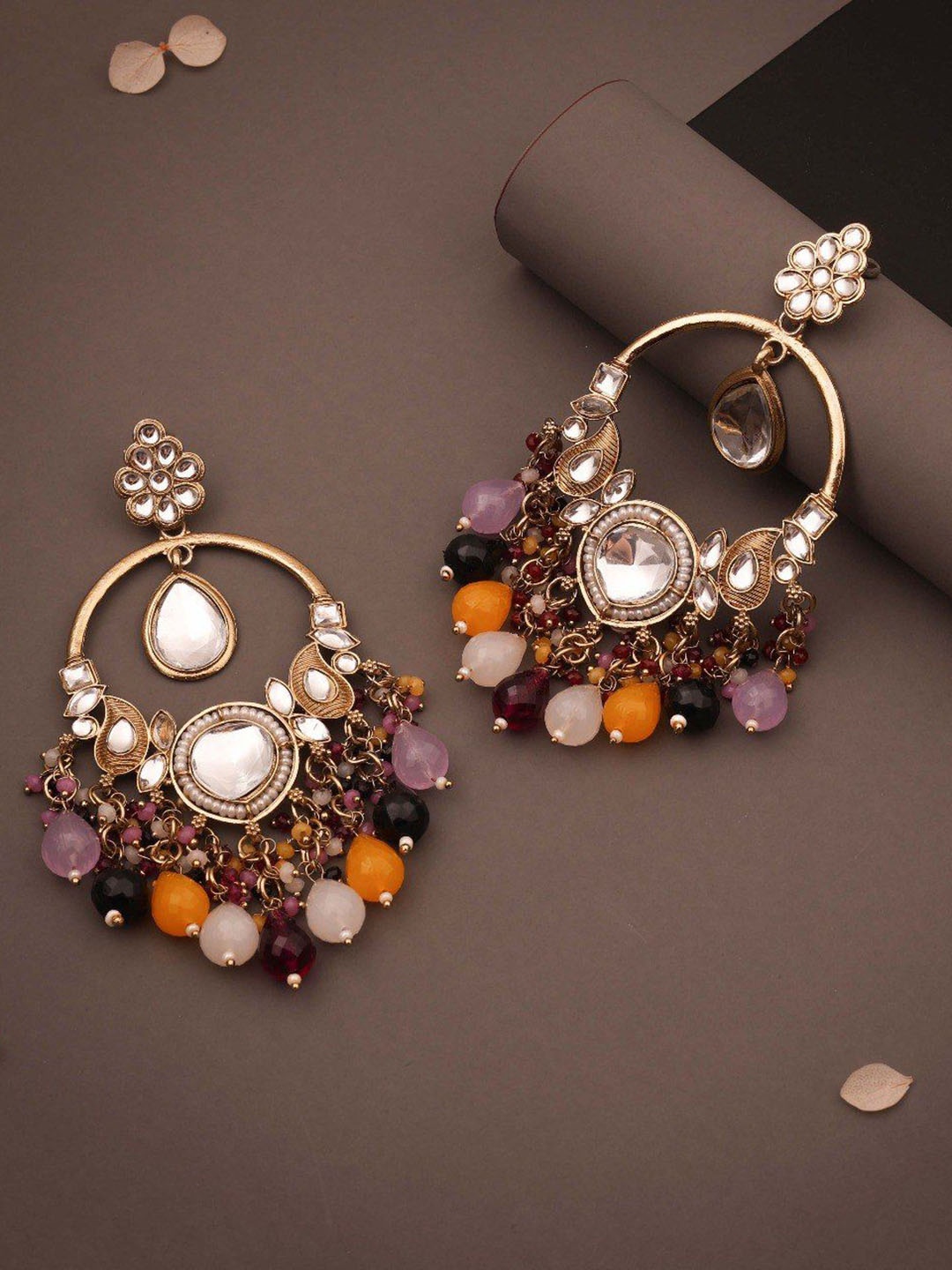 

Anouk Gold Plated Artificial Beads Contemporary Jhumkas