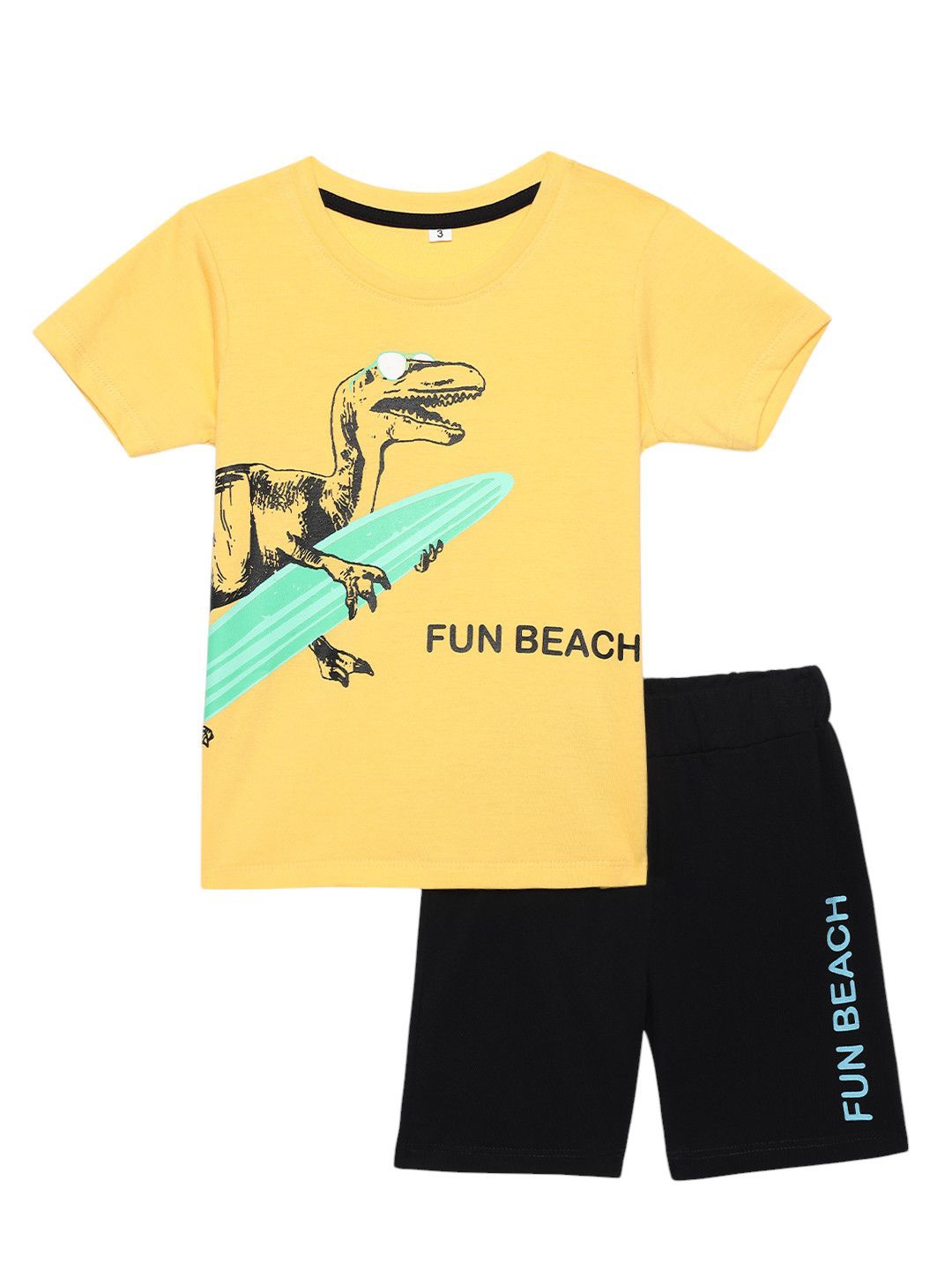 

YK Boys Printed Pure Cotton T-shirt with Shorts, Yellow