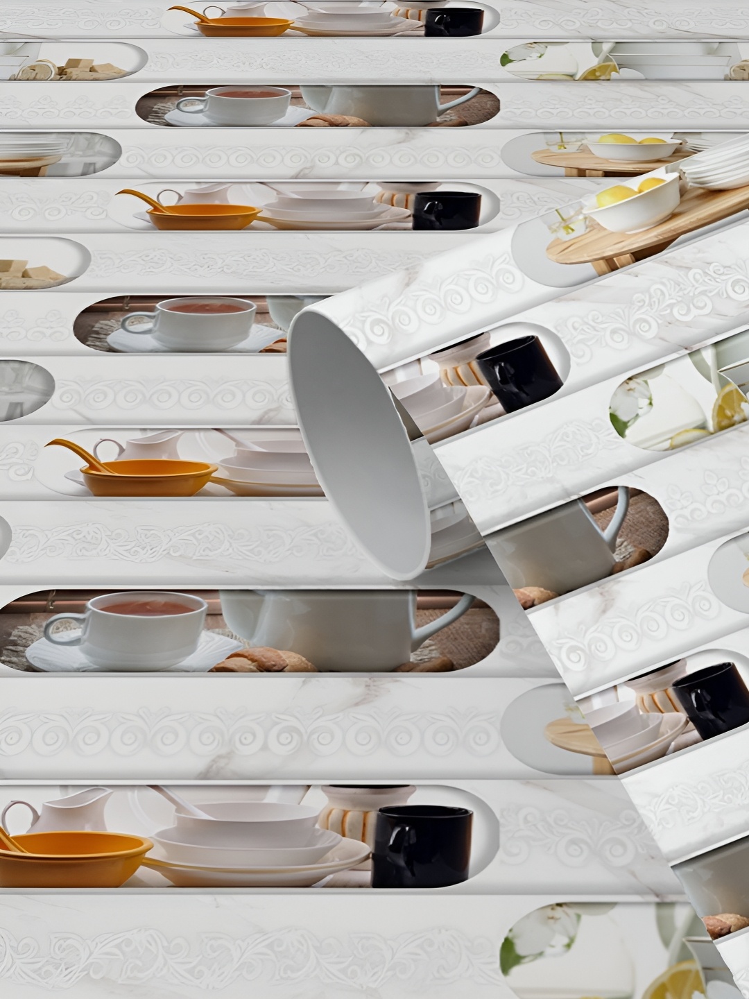 

WallDaddy White & Brown 3D Printed Self Adhesive Wallpaper