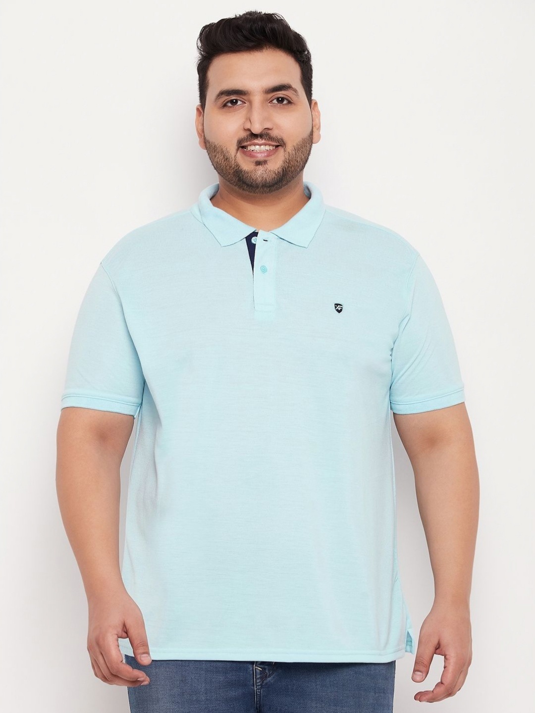 

XFOX Men Polo Collar T-shirt, Turquoise blue