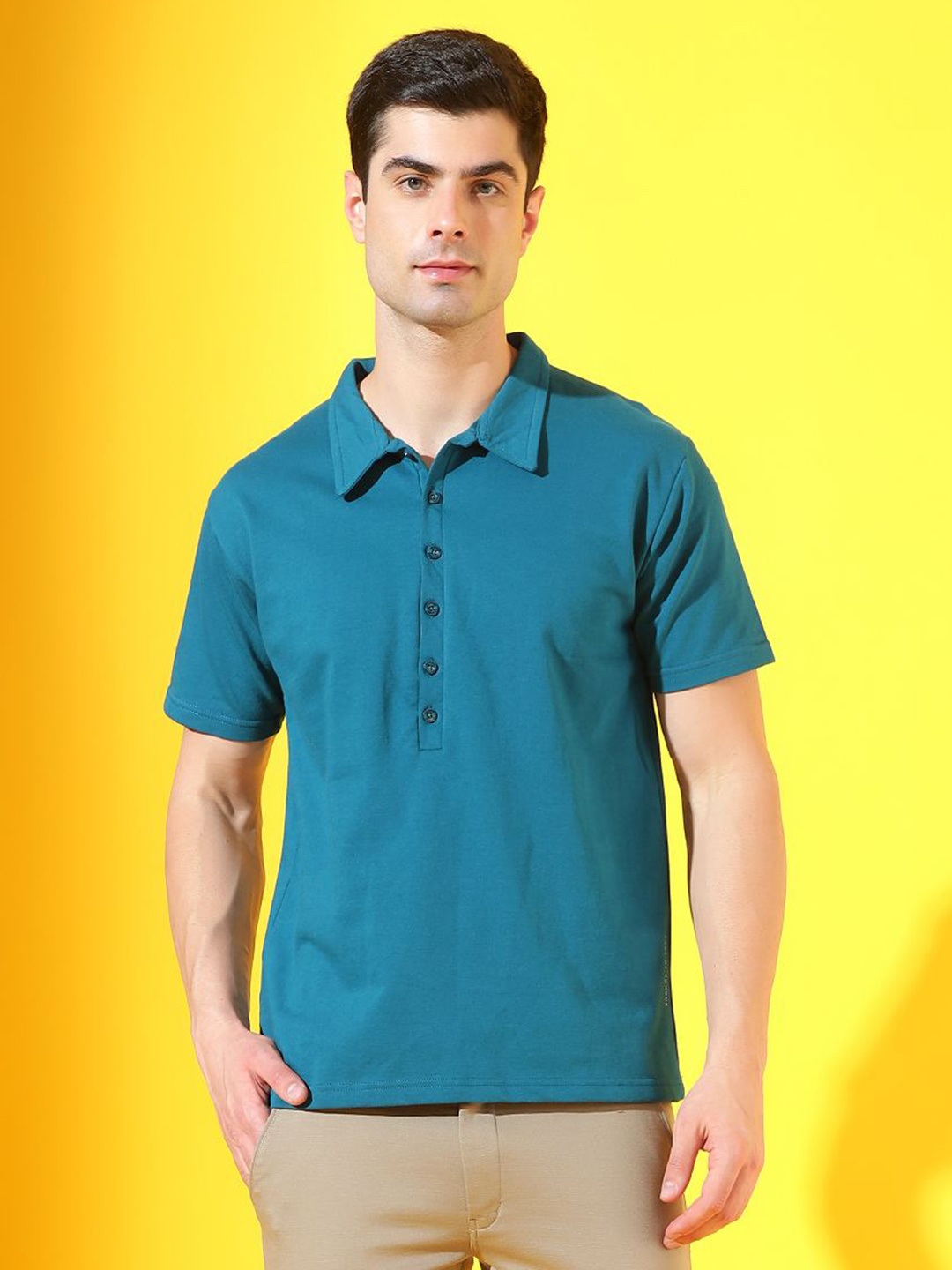

CODE OF HONOUR Men Printed Polo Collar Pockets T-shirt, Blue