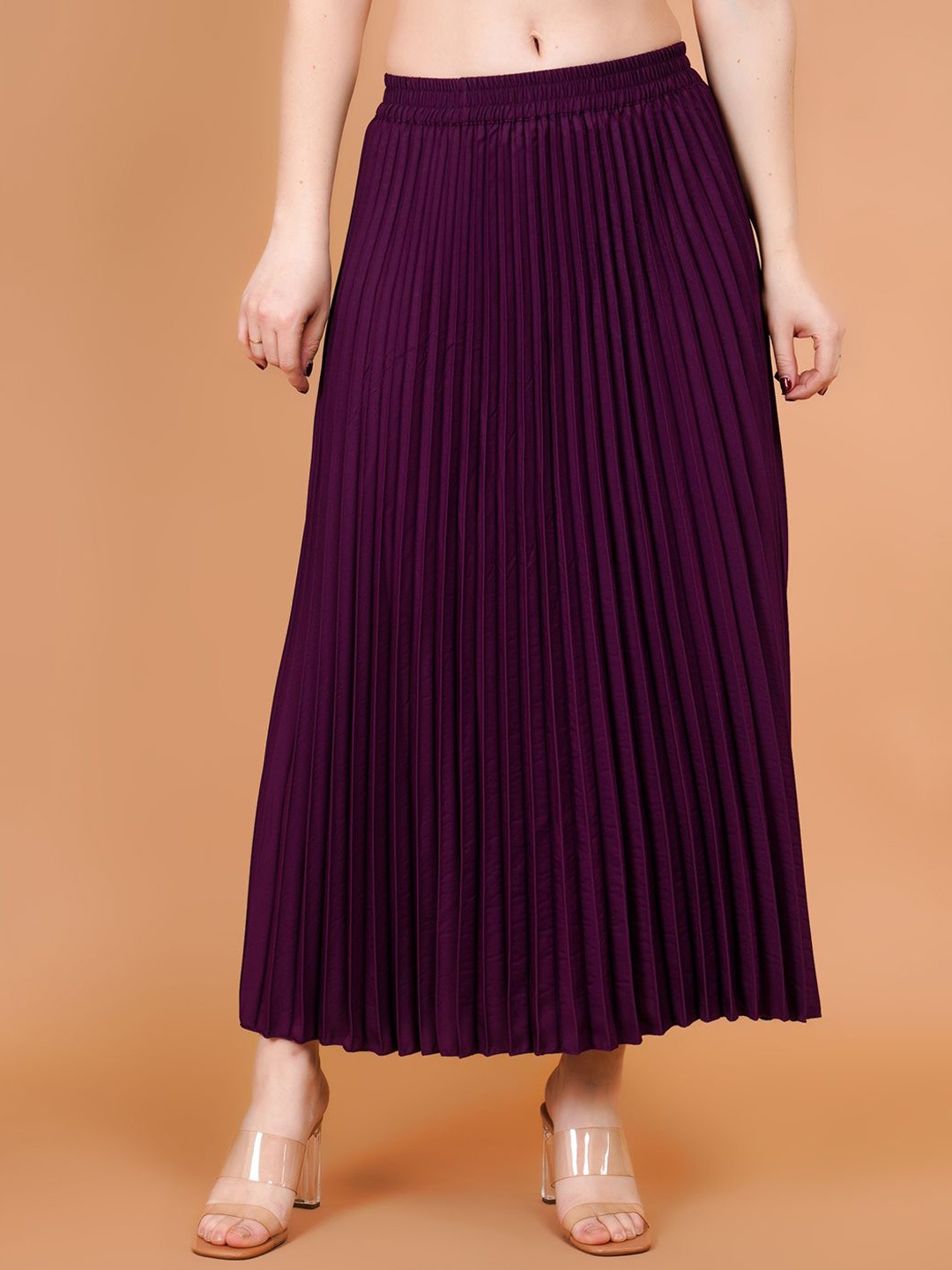 

Zionity Accordion Pleated Maxi Skirt, Maroon