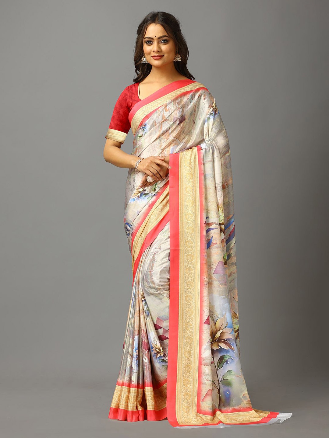 

A.V.M. SILK MILLS Pure Crepe Saree, White