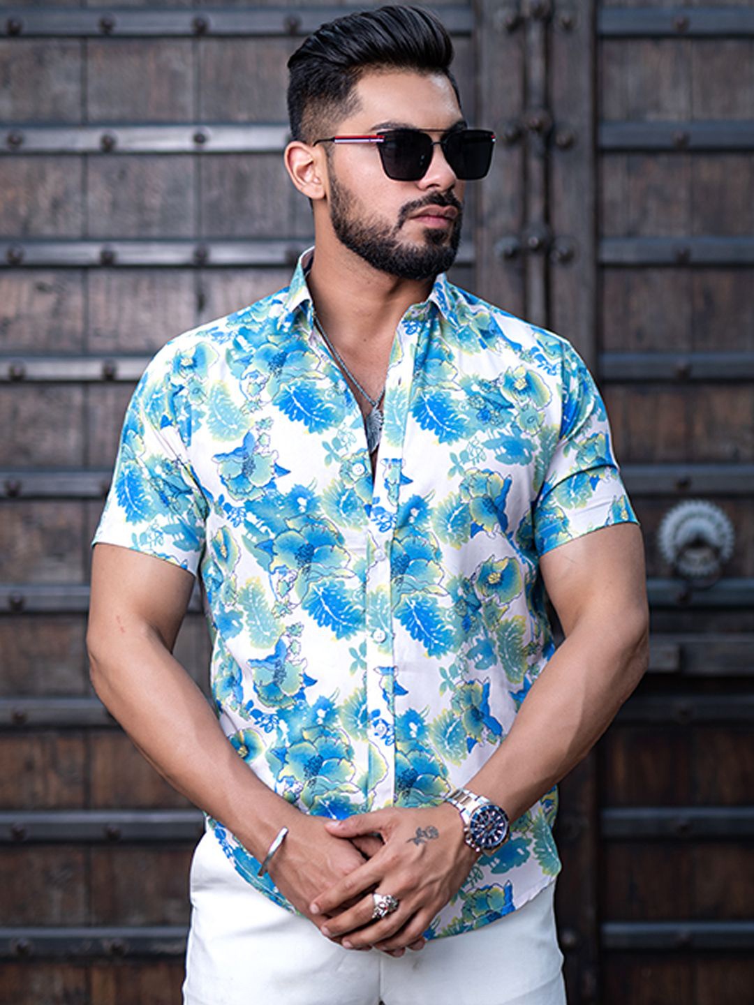 

Tistabene Men Floral Opaque Printed Casual Shirt, Blue