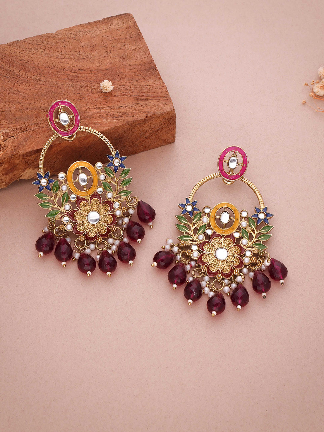 

Anouk Gold Plated Artificial Beads Contemporary Jhumkas
