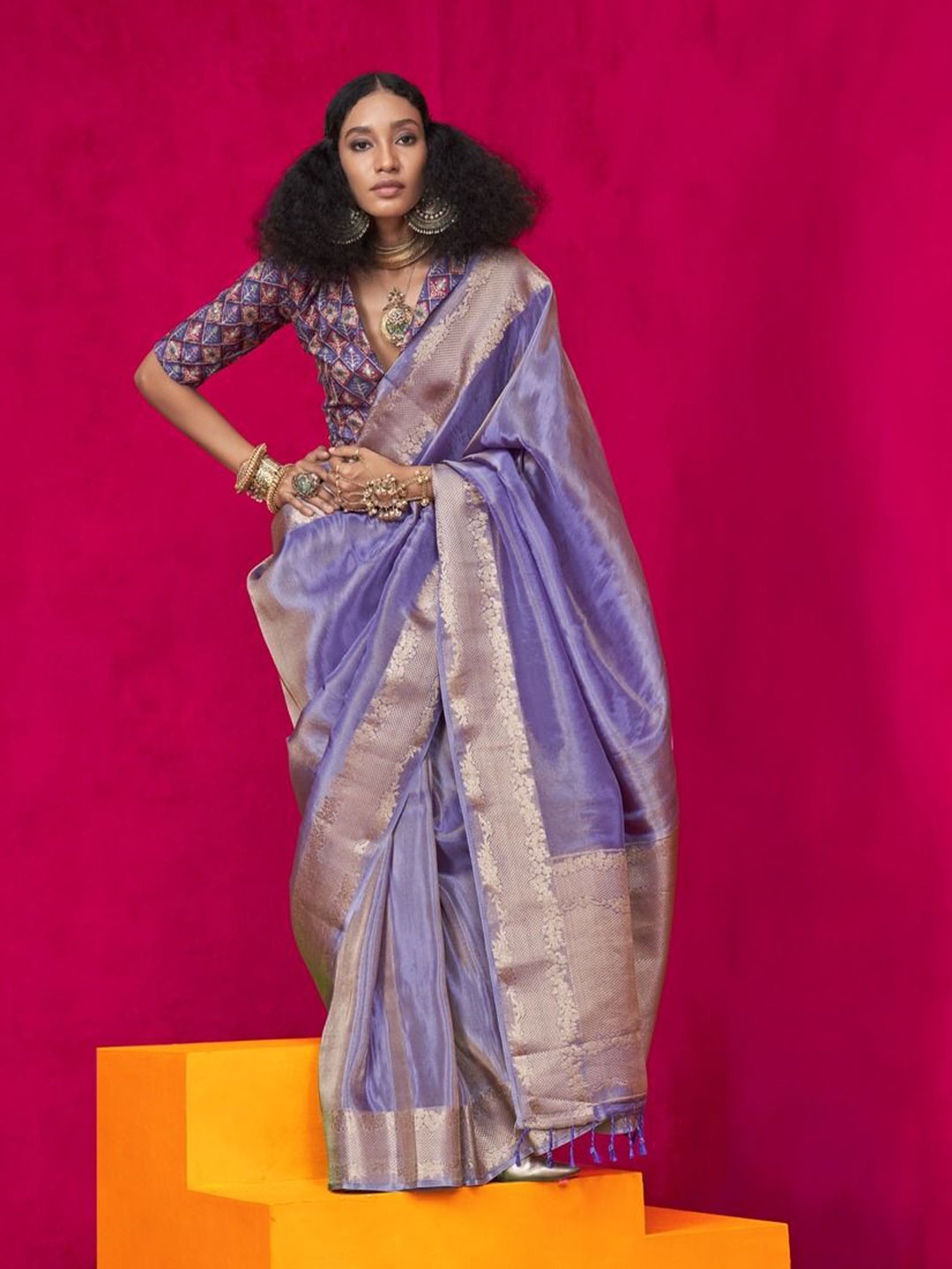 

Anouk Woven Design Zari Tissue Saree, Lavender