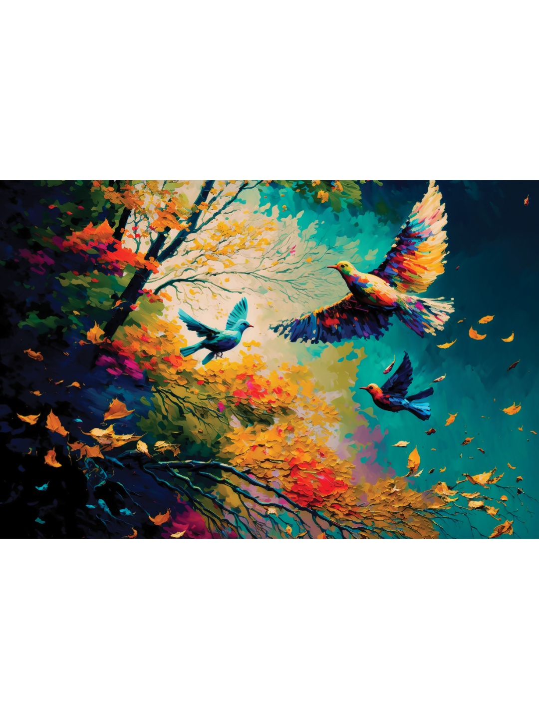 

CVANU Blue& Yellow Birds &Animals Canvas Wall Paintings
