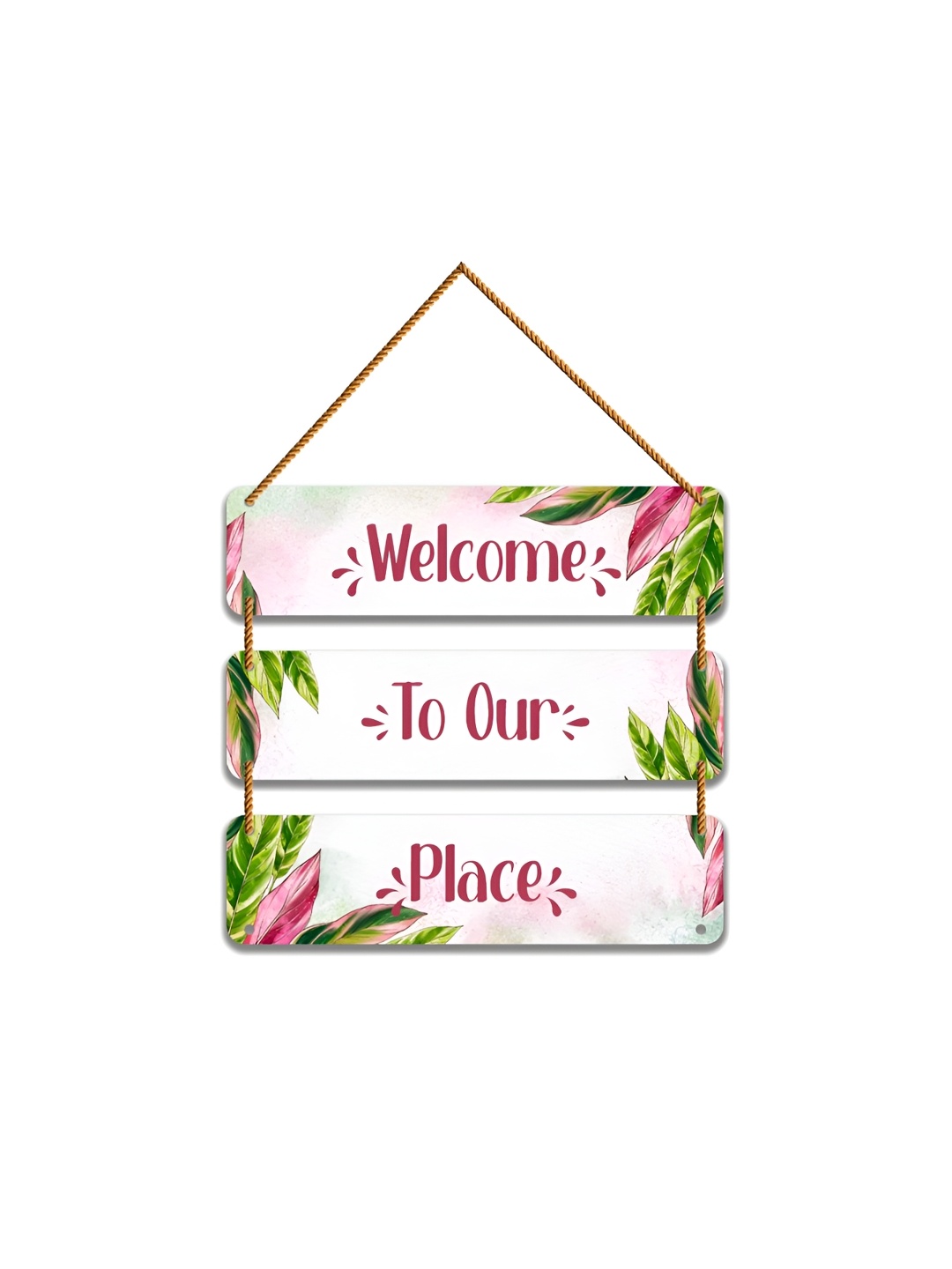 

WallDaddy Pink & White Printed Home Decoration Wooden Wall Hanging