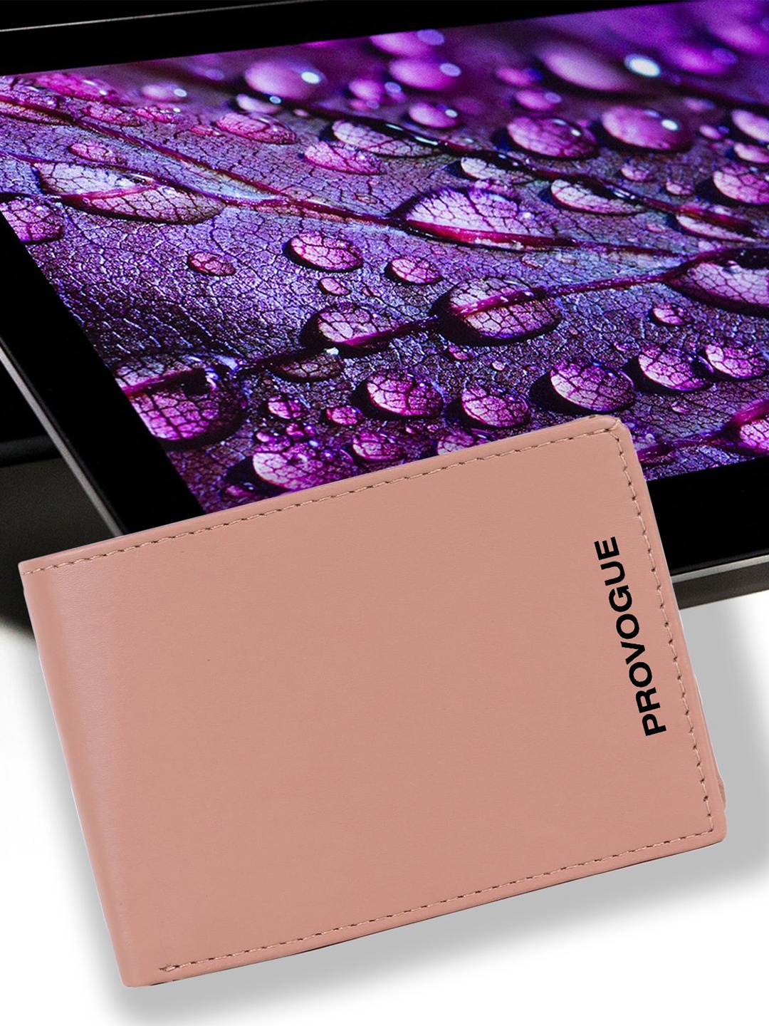 

Provogue Men Printed PU Two Fold Wallet, Pink
