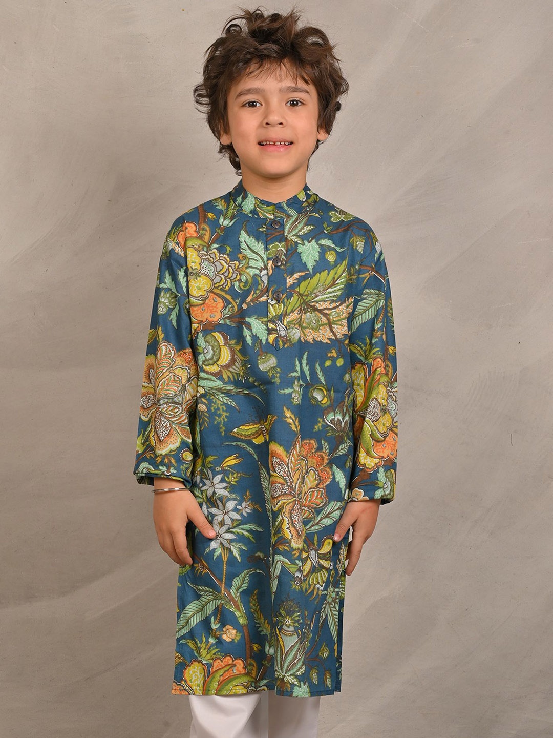 

Anthrilo Boys Floral Printed Kurta, Blue