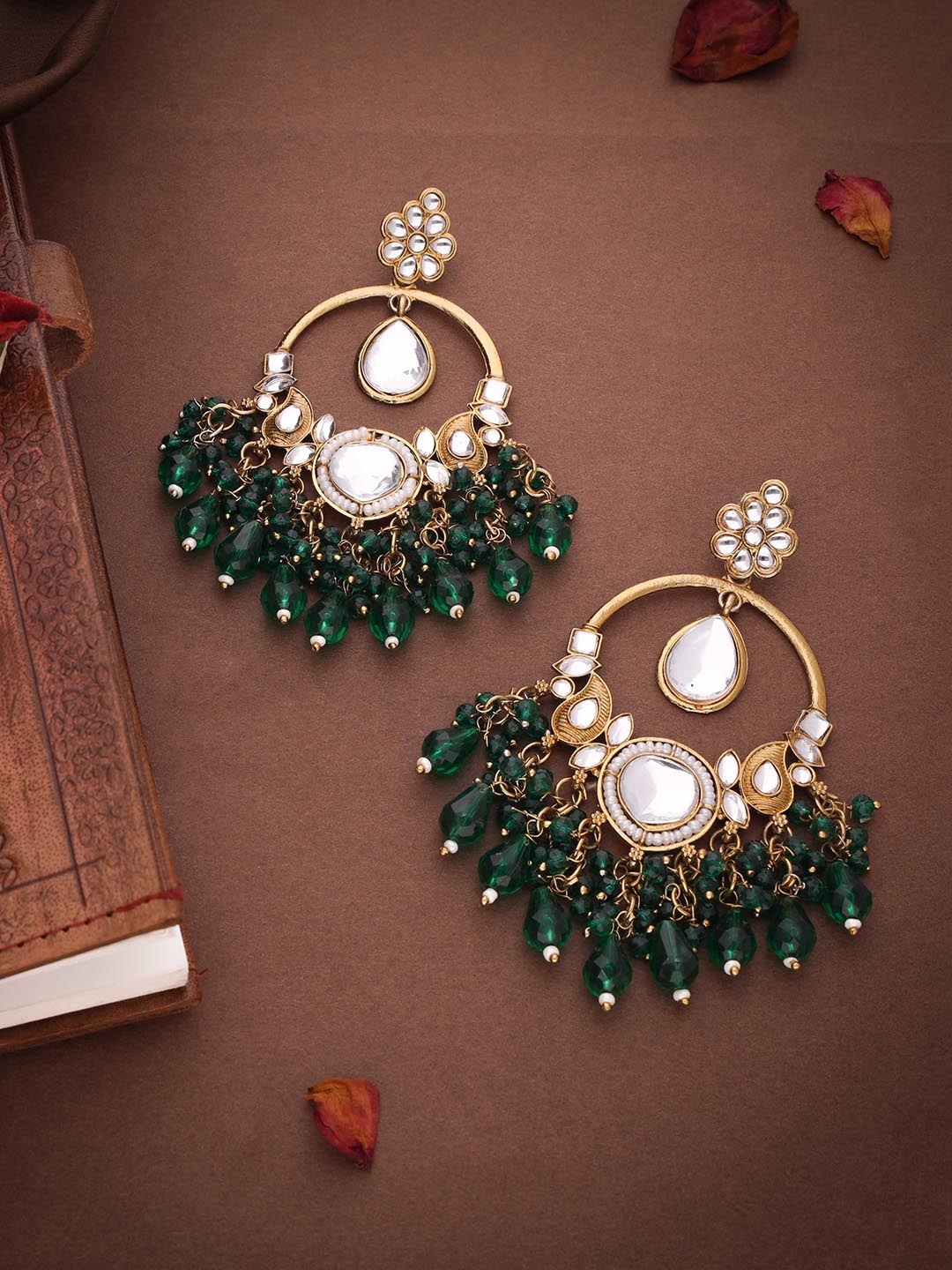 

Anouk Gold Plated Artificial Beads Contemporary Jhumkas