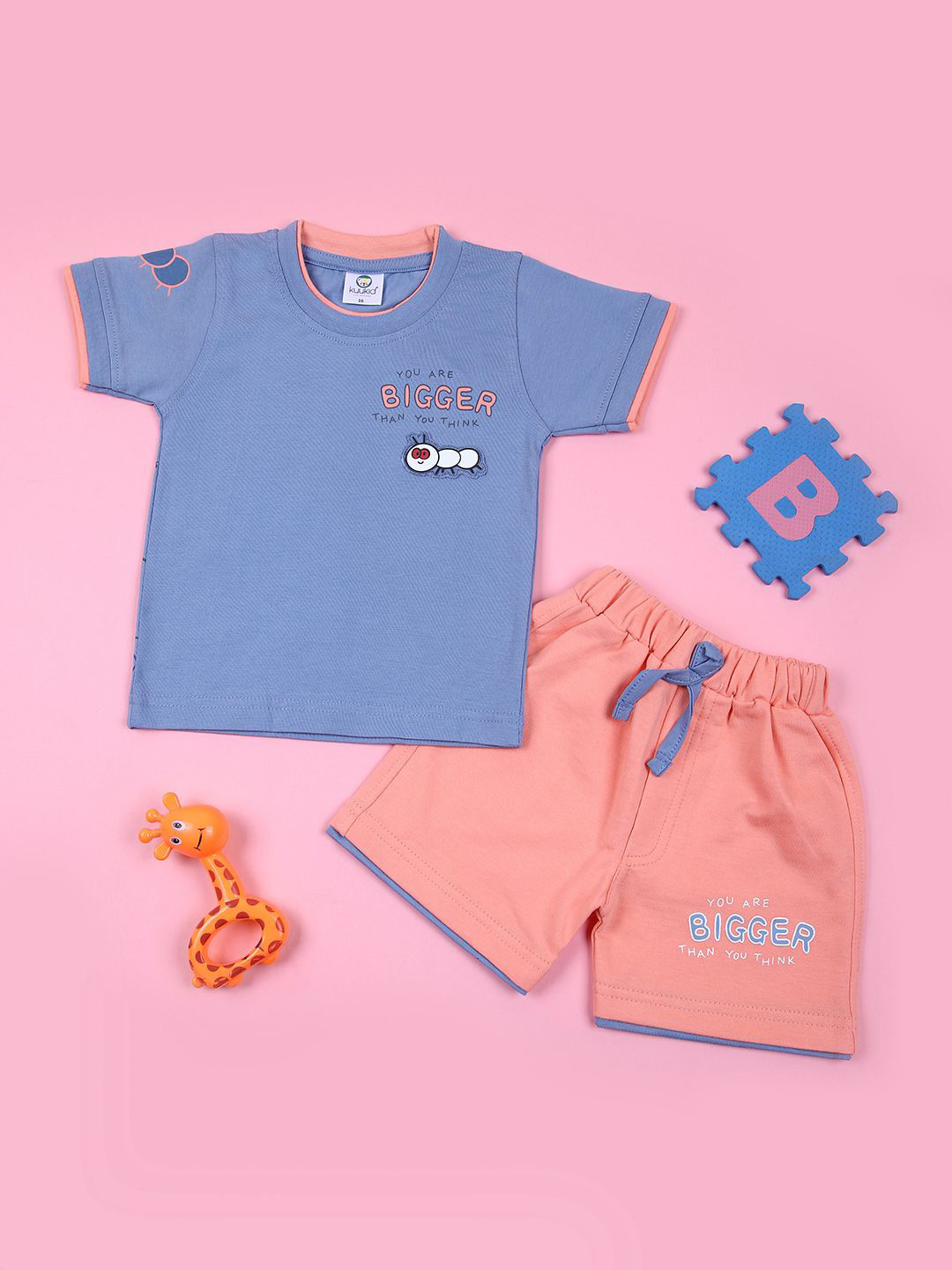 

V-Mart Infants Printed Pure Cotton T-shirt With Shorts, Blue
