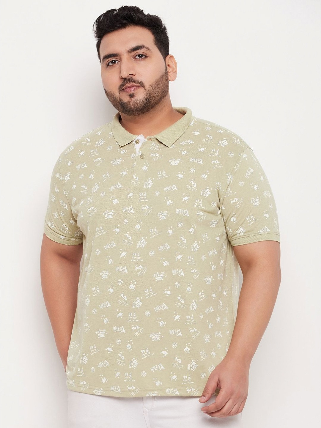 

XFOX Men Printed Polo Collar T-shirt, Sea green