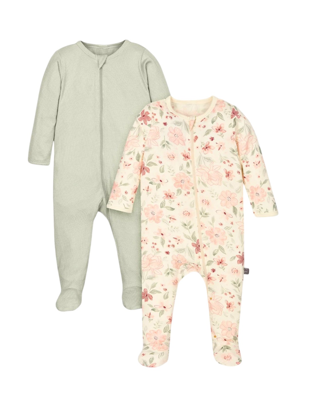 

TuddyBuddy Girls Pack of 2 Printed Sleepsuit, Green