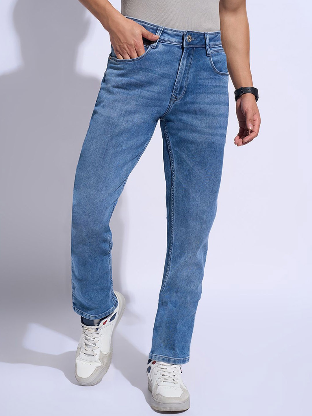 

SF JEANS by Pantaloons Men Slim Fit Slash Knee Heavy Fade Jeans, Blue