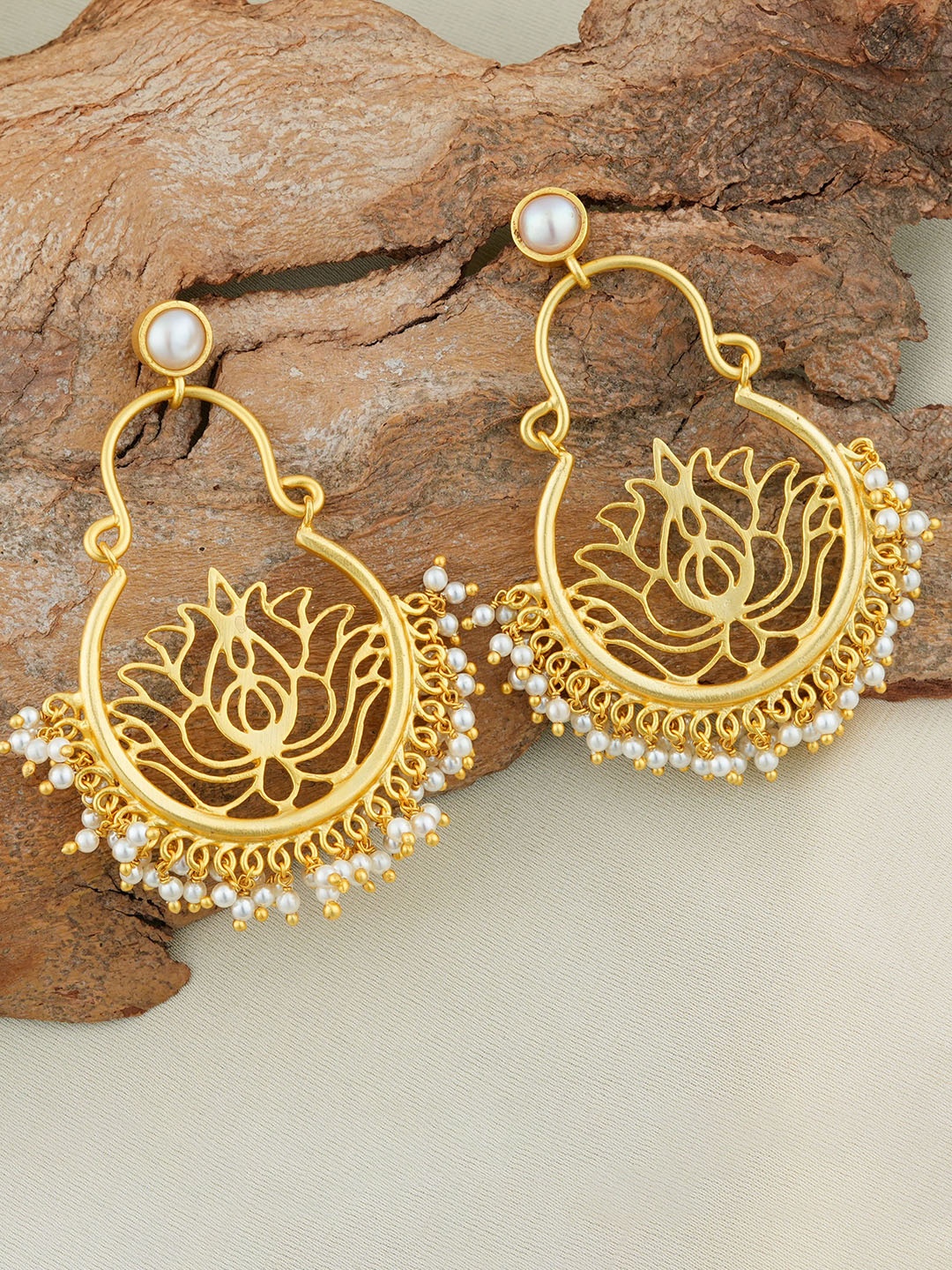 

TOTAPARI Gold-Plated Pearls Contemporary Chandbalis