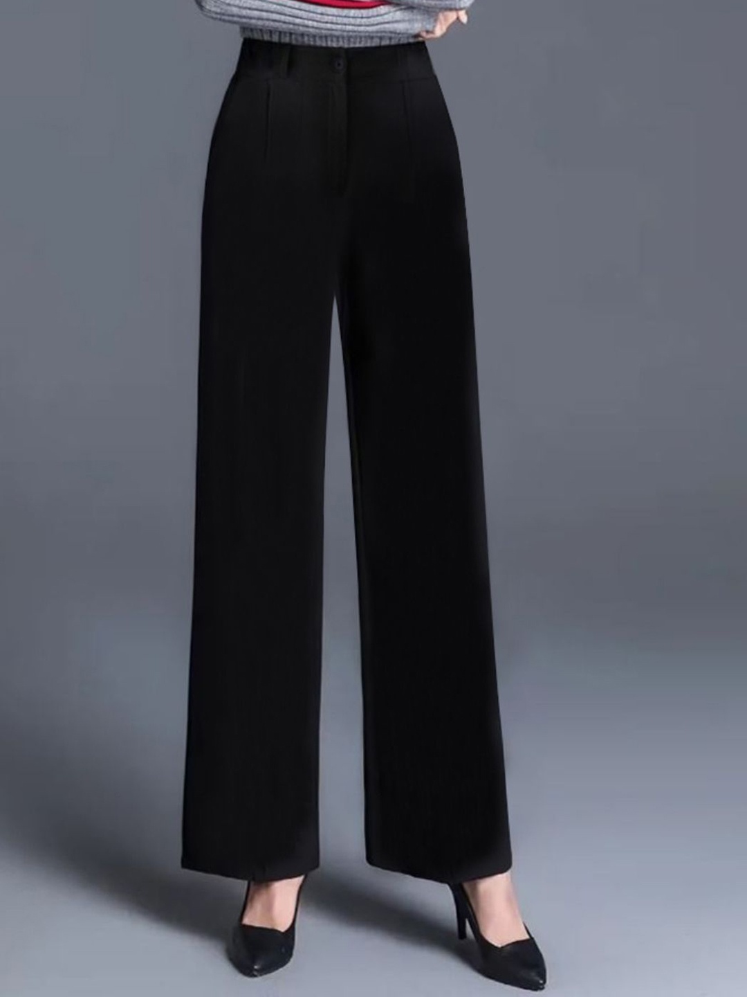 

BAESD Women Relaxed Straight Leg High-Rise Trousers, Black