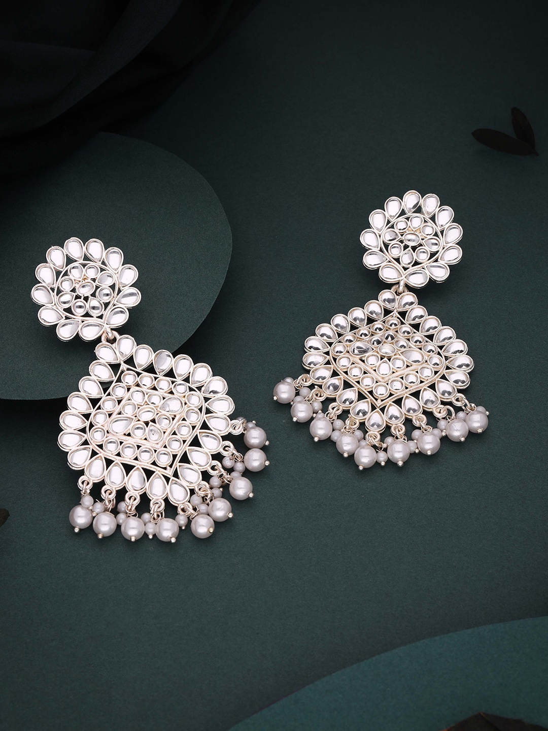 

Anouk Silver-Plated Artificial Beads Contemporary Jhumkas