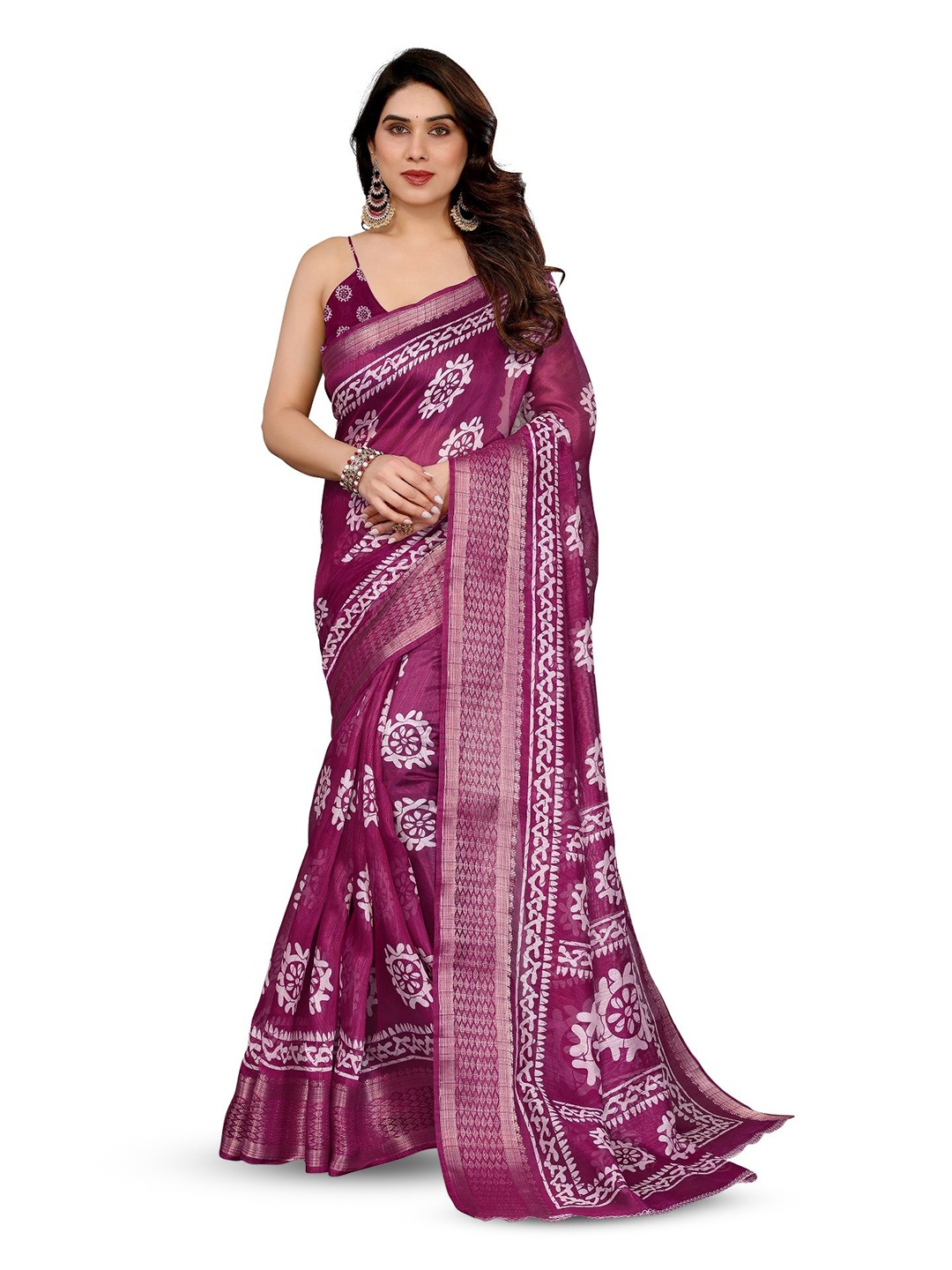 

Moda Rapido Ethnic Motifs Zari Saree, Purple
