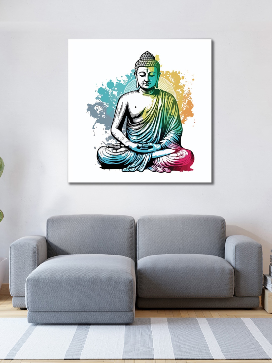 

CVANU Grey & Blue Religious Canvas Painting Wall Art