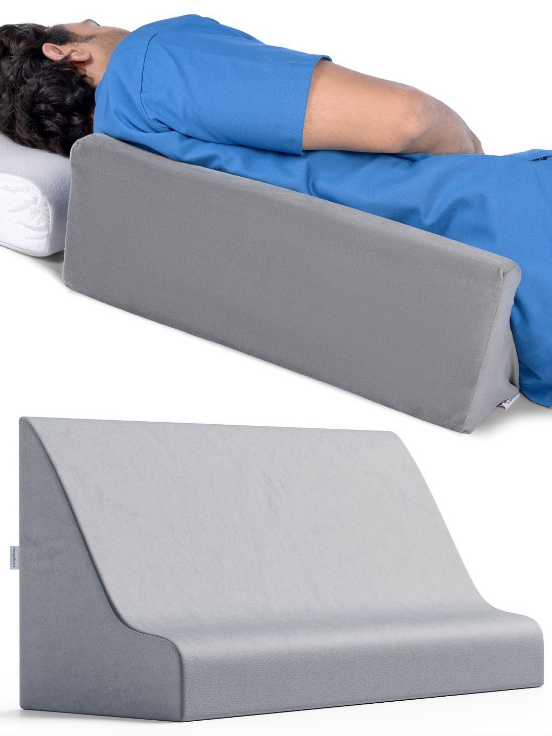 

HOSPIKART Grey Faux Velvet Breathable Therapedic Pillow