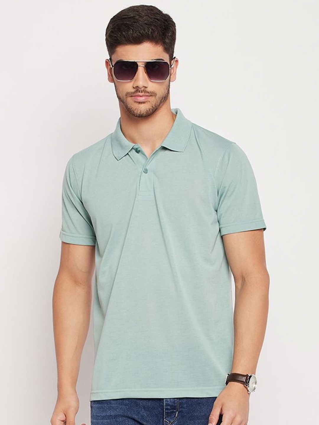 

UBX Men Polo Collar T-shirt, Sea green