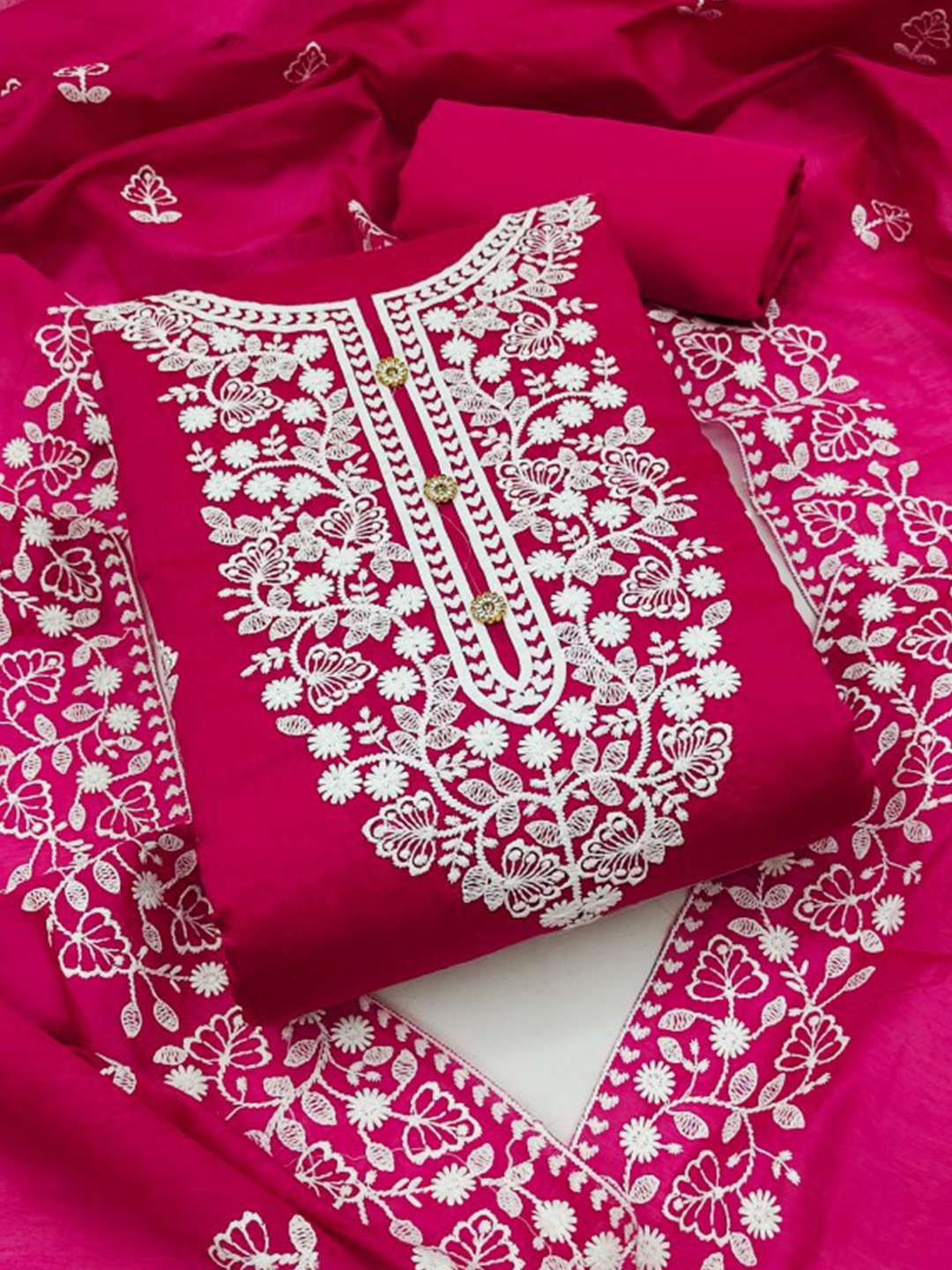 

Rangtulika Ethnics Embroidered Unstitched Dress Material, Magenta
