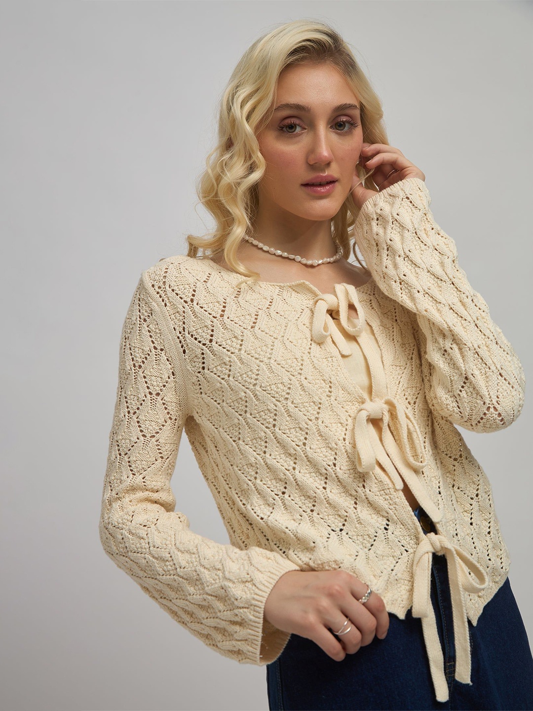 

Virgio Women's Cotton Frankie Off White Front Tie Top