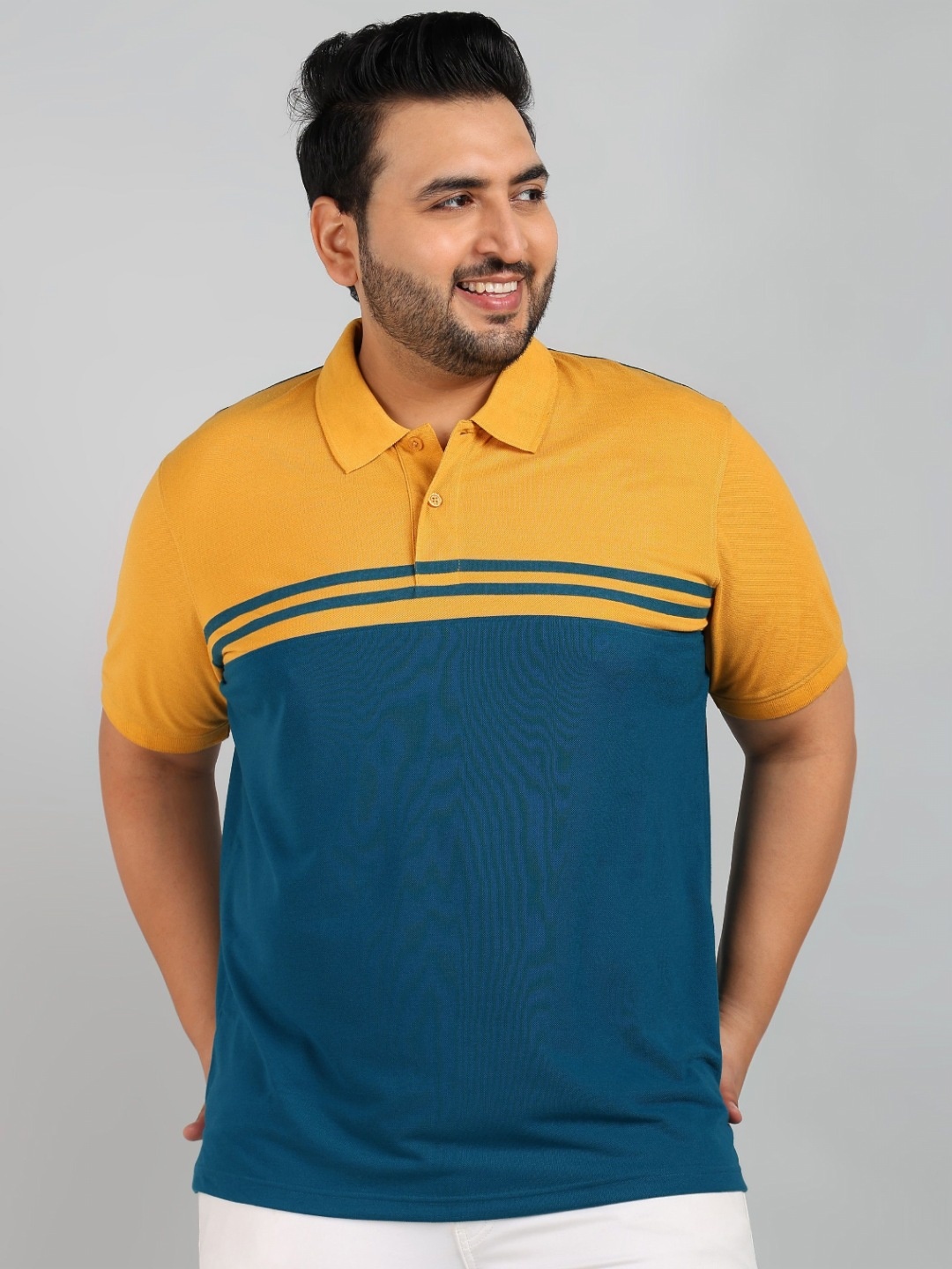

XFOX Men Colourblocked Polo Collar T-shirt, Teal